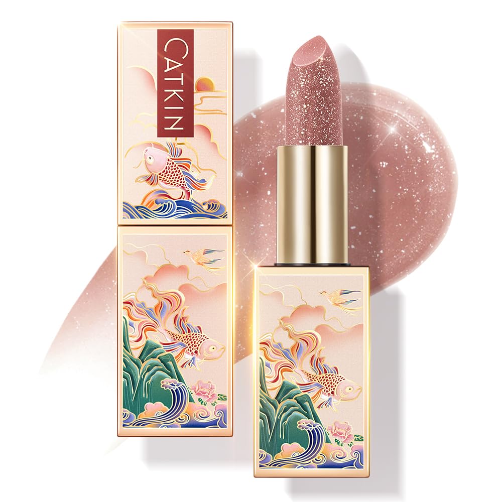 CATKIN Tinted Lip Balm Glitter Lip Stain Ultra Hydrating Lip Moistrurizer Lip Care with Vitamin E