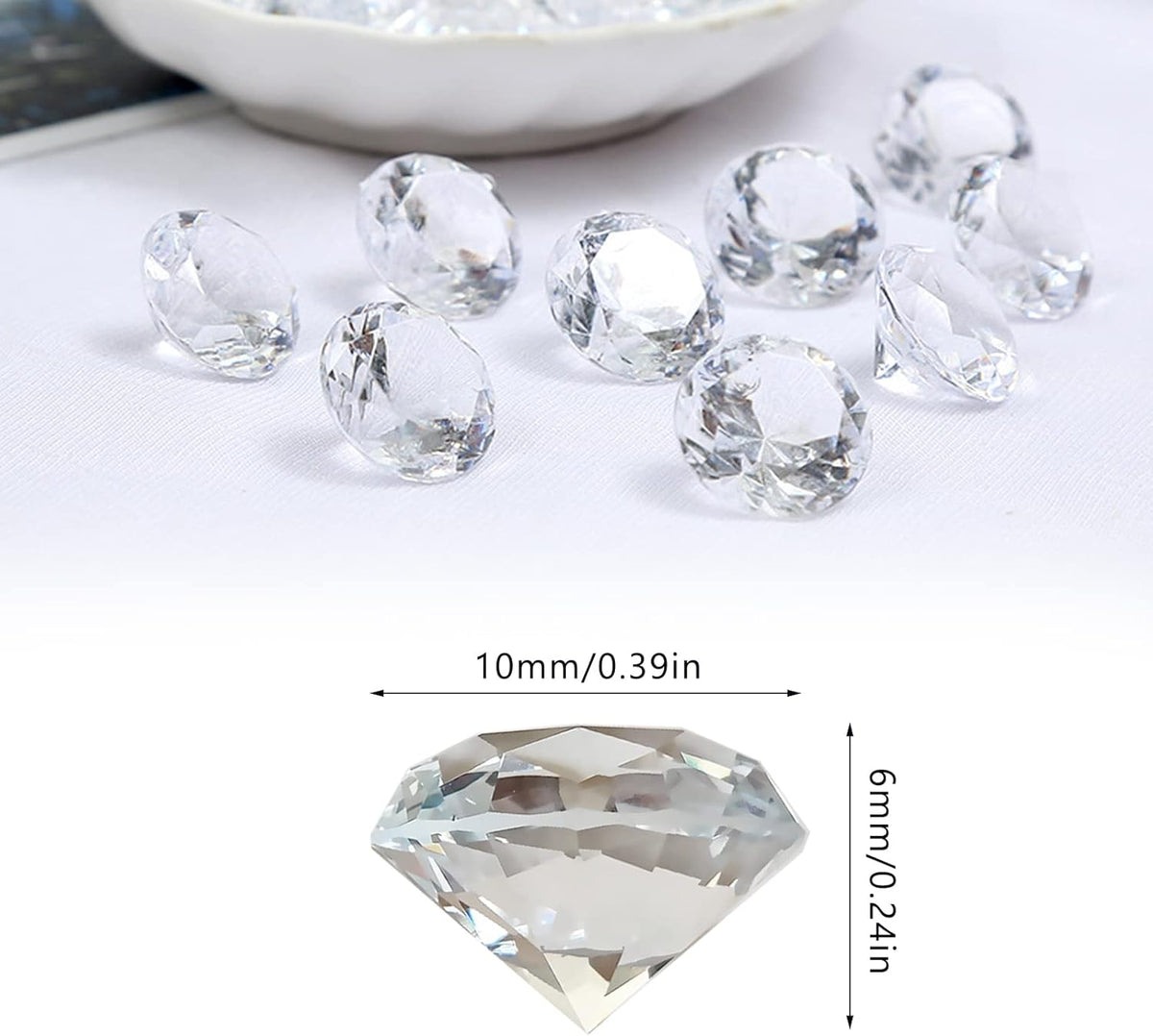 Fake Diamond, 1700PCS 10mm Clear Acrylic Diamonds Crystals Gems for Vase Fillers,Table Scatter