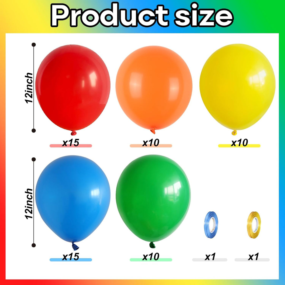 Red Yellow Blue Green Balloons, 60PCS Red Orange Blue Balloons, Rainbow Cartoon Theme Primary Color