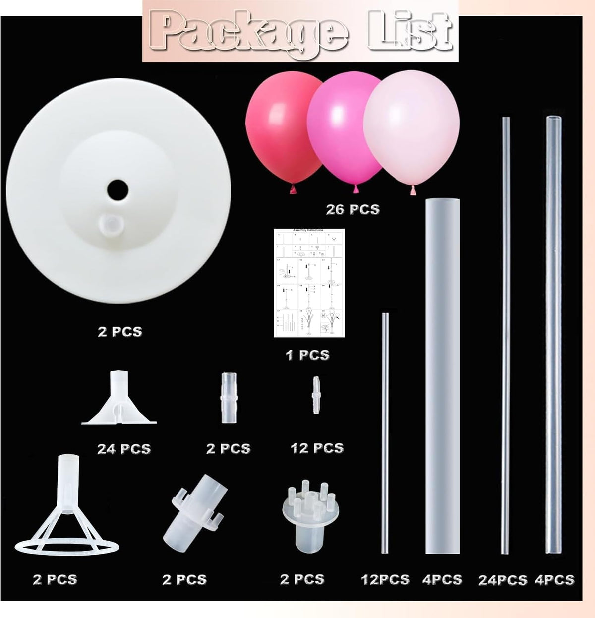 Balloon Column Kit Set of 2 With Balloons Included - Balloon Tower with Stand, Base, and