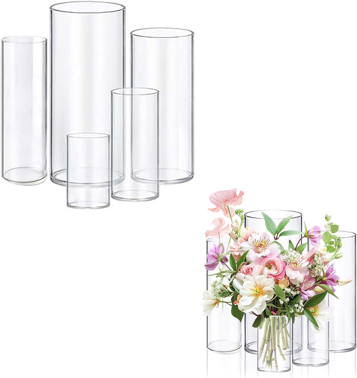 5pcs Glass Vase Cylinder Vases for Centerpieces Small Flower Glass Vases Home Decor Centerpiece