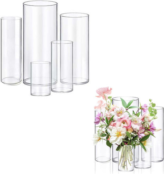 5pcs Glass Vase Cylinder Vases for Centerpieces Small Flower Glass Vases Home Decor Centerpiece