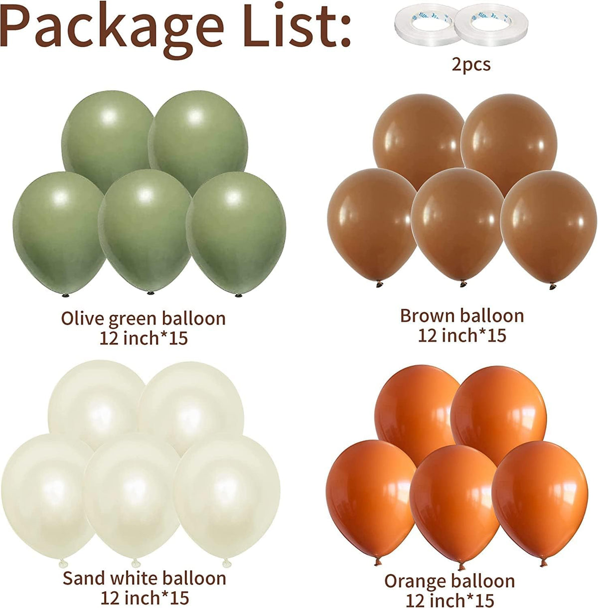 Sage Green Brown Balloon, 60 Packs 12 Inch Brown Beige Jungle Safari Wild Woodland Balloon, Olive