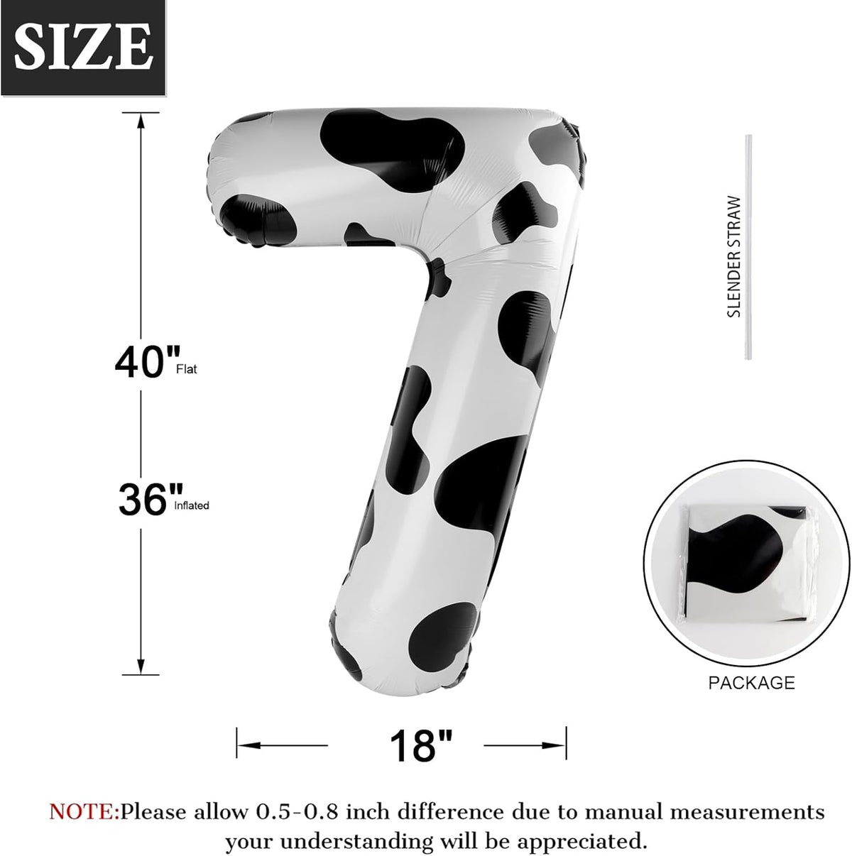 Cow Print Number Balloon Birthday Decorations, 40 inch Number balloon 0-9(Zero-Nine), Cow Balloon