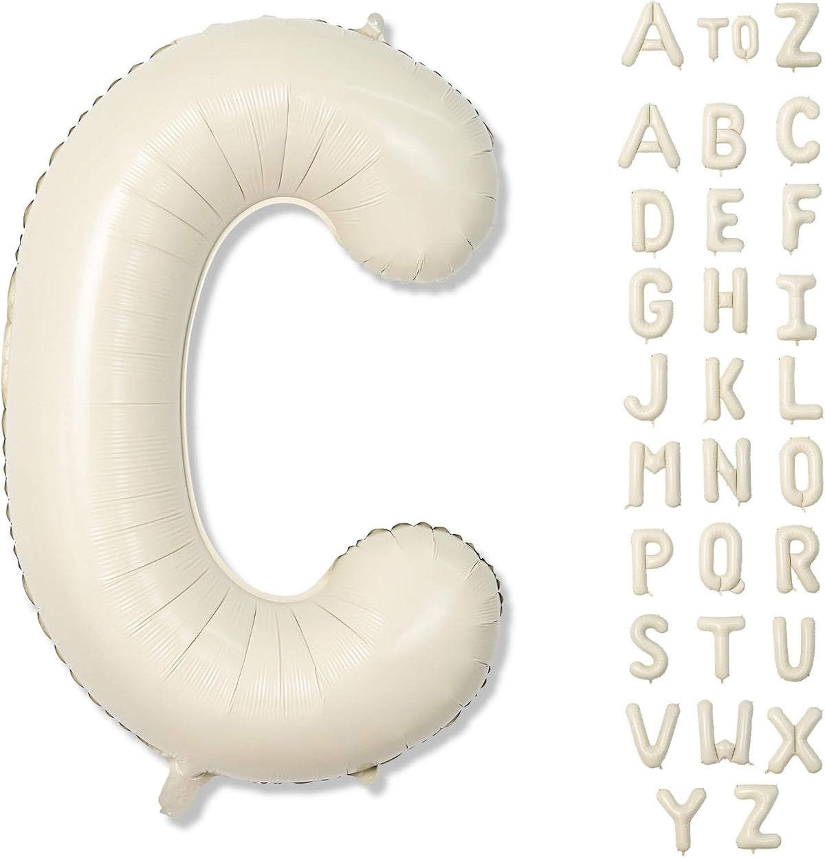 Giant Alphabet C Foil Balloons, Nude Cream White Custom Mylar Letters Balloon Birthday Decor, 40
