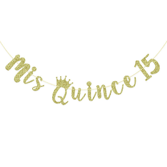 Qttier Mis Quince 15 Banner, 15th Birthday Party Decorations