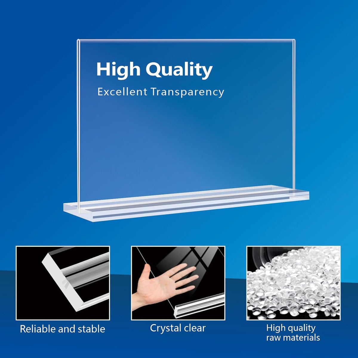 Acrylic Sign Holder 7x5, 6 Pack Clear Double Sided Table Sign Holder Horizontal Picture Frame