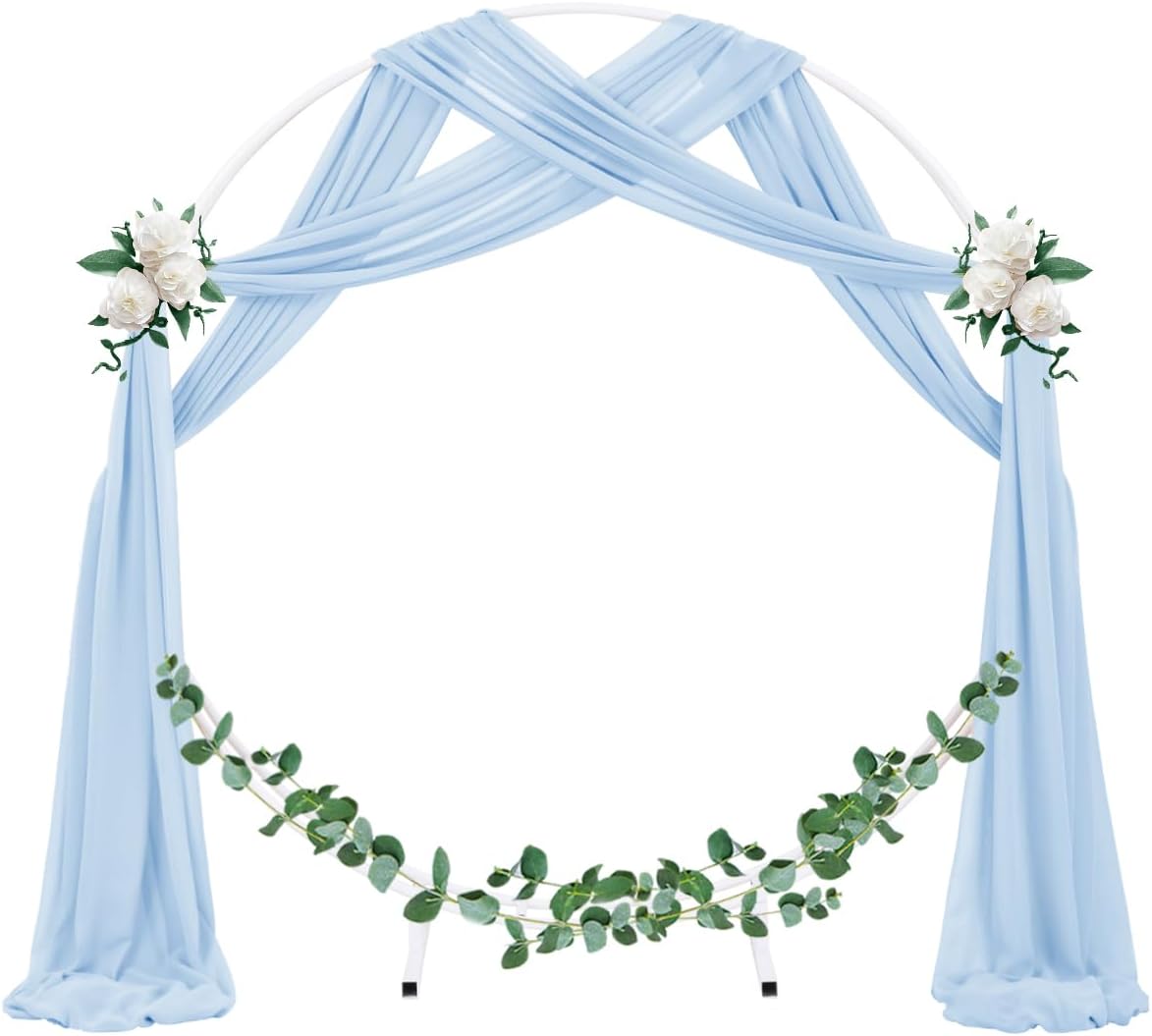 Socomi Wedding Arch Draping Fabric 1 Panel 29" x 19Ft Baby Blue Sheer Chiffon Curtain Drapes 6