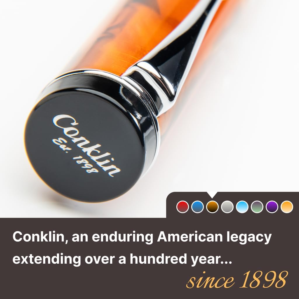 Conklin Duragraph Fountain Pen Amber - Stub Nib, Premium Writing Instrument for Calligraphy &