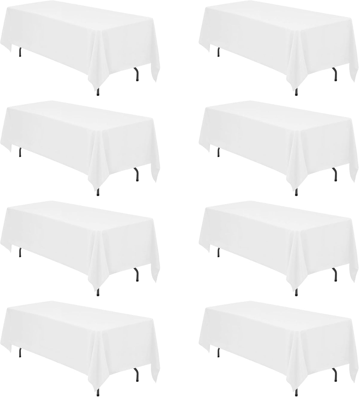 BRILLMAX 8 Pack White Tablecloths 70 x 120 Inch for 6ft or 8ft Rectangle Tables - Rectangular Bulk