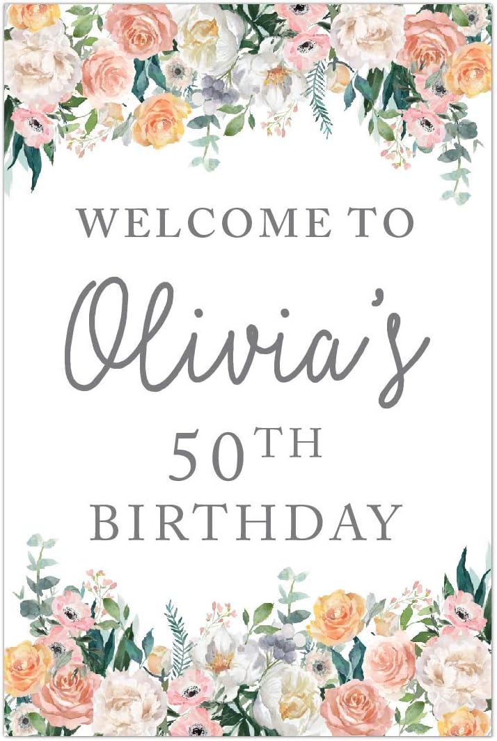 Andaz Press Personalized Extra Large Birthday Easel Board Party Sign, 12x18-inch, Peach Coral