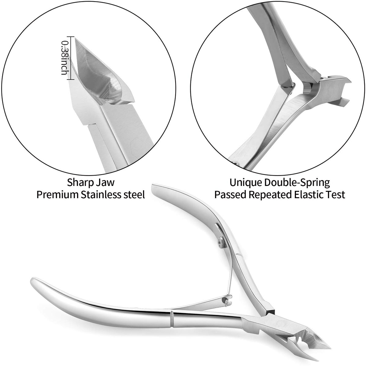 YINYIN Professional Stainless Steel Nippers, Cutter Clippers, Cuticle Remover, Trimmer with Pusher
