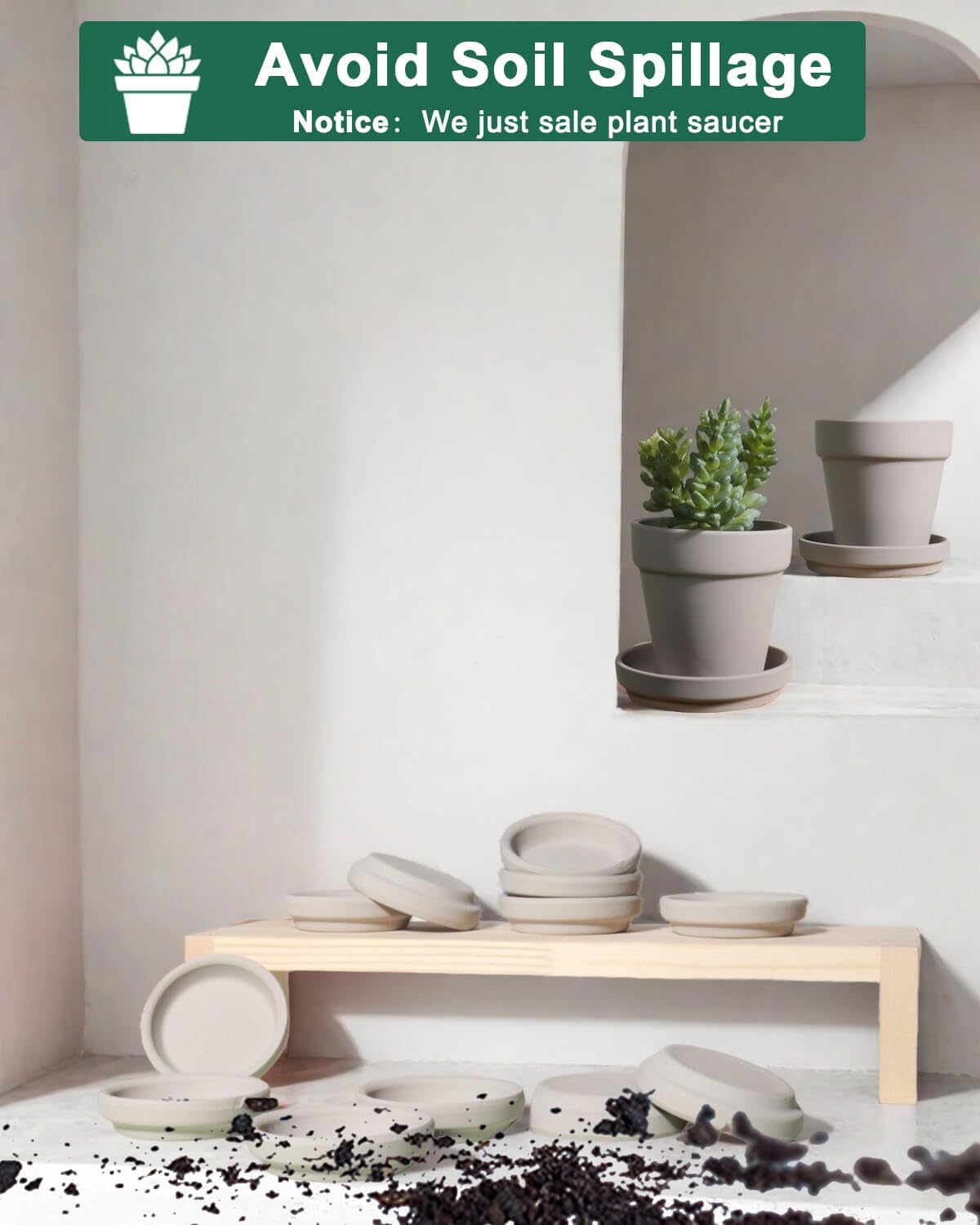 vensovo 2 Inch Grey Terracotta Plant Saucer Pots Tray - 12 pcs Mini Planter Saucers for Indoor &