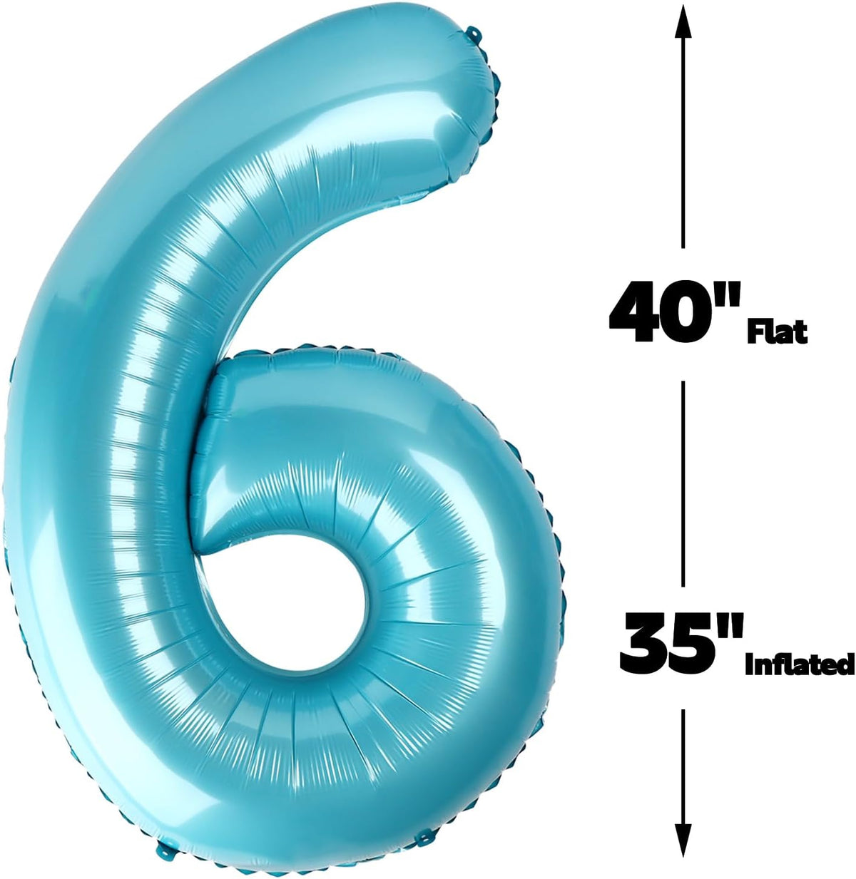 40 Inch Pearl Blue Mylar Foil Number 6 Birthday Balloon, Digital Balloons for 6 16 Boy Girl Party