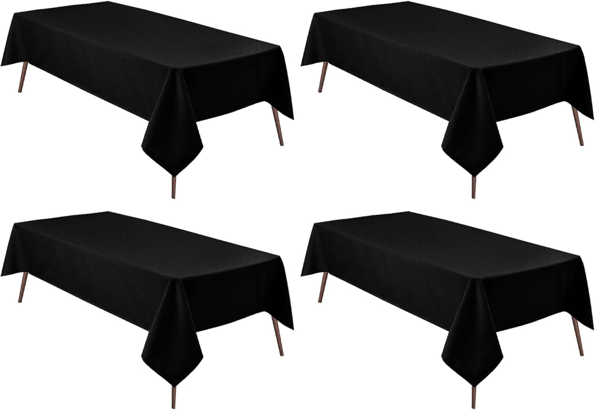 Hiasan 4 Pack Black Tablecloth Rectangle - Waterproof and Wrinklr Resistant Washable Polyester