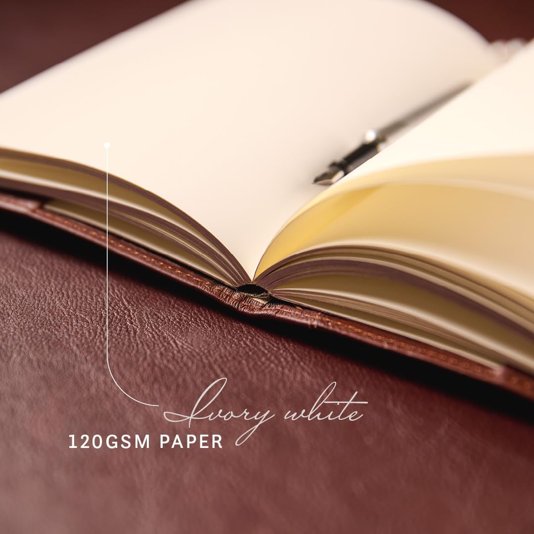 Luxury Leather Refillable Journal/Writing Notebook for Men & Women, Reusable Full-grain Leather