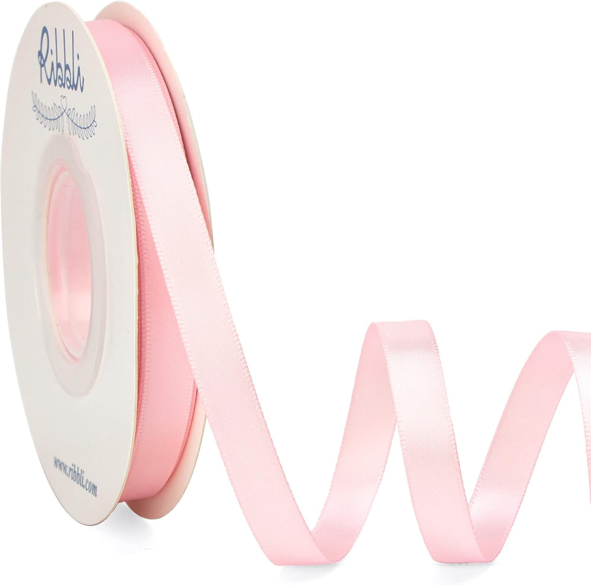Ribbli Double Faced Light Pink Satin Ribbon,3/8” x Continuous 25 Yards,Use for Bows Bouquet,Gift
