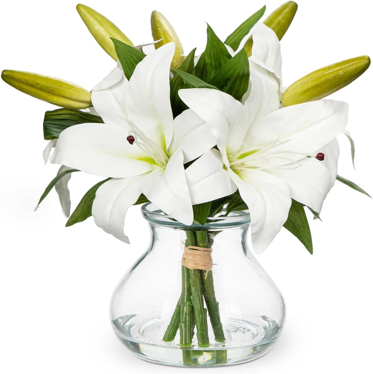Artificial Flowers Tiger Lily Real Touch with Vase Easter Lily White Lilies Silk Faux Flowers