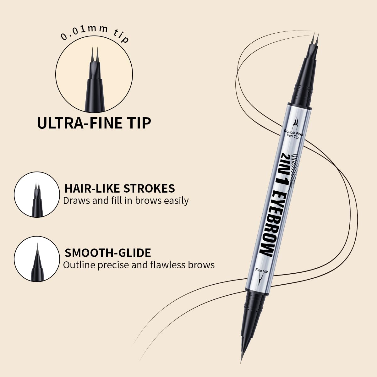 Eyebrow Pencils for Women - Microblading Eyebrow Pencil 2-In-1 Dual-Ended Eyebrow Pen with Precise