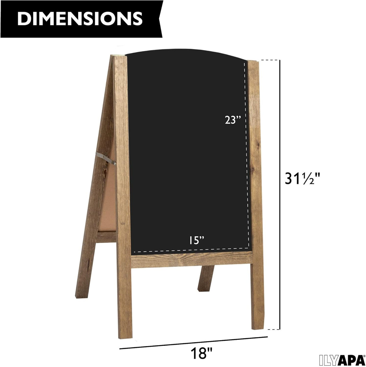 Ilyapa A-Frame Chalkboard Sidewalk Sign - Rounded Top Folding Standing Sandwich Sign for