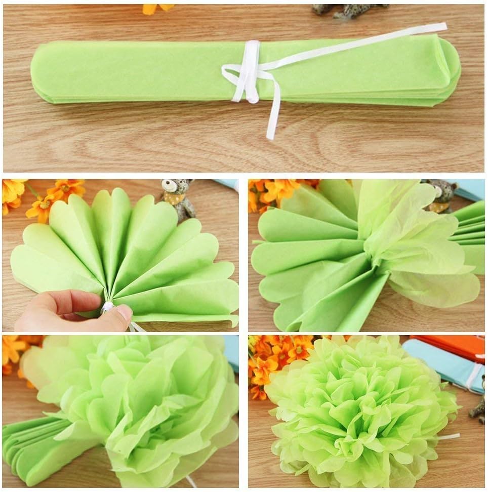 Paper Pom Poms Color Tissue Flowers Hanging Paper Fans Celebration Wedding Birthday Party Halloween
