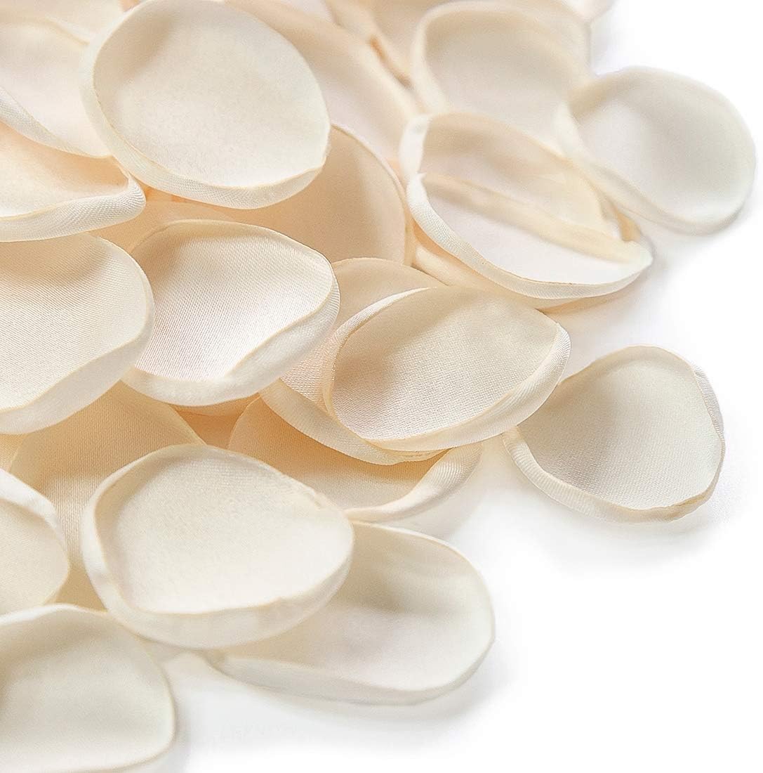 Floroom 500pcs Rose Petals Cream Faux Silk Flower Petals for Wedding Flower Girl Basket Aisle
