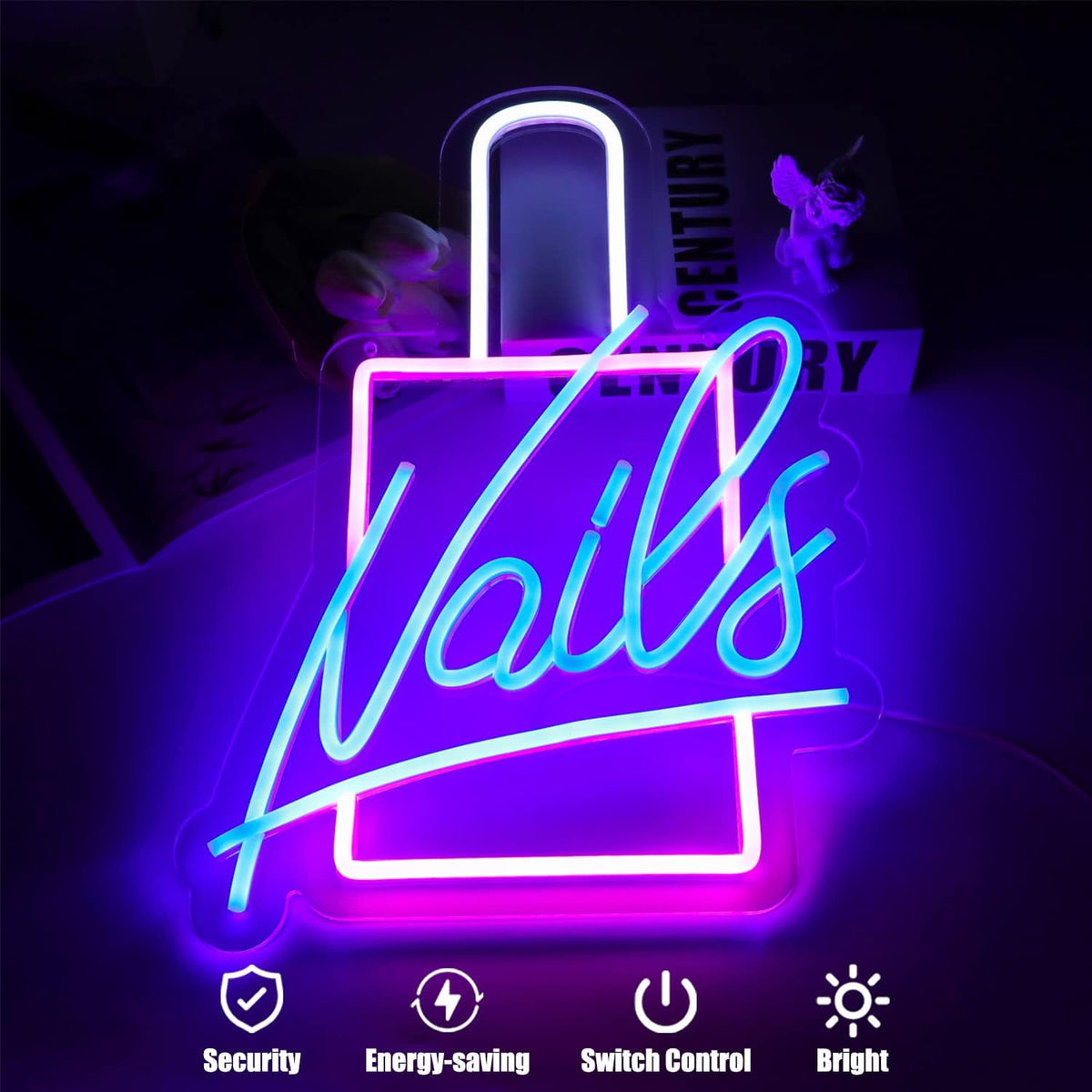 Nails Neon Sign LED Neon Light Signs Nail Polish Light Up Signs for Wall Decor Colorful Acrylic LED