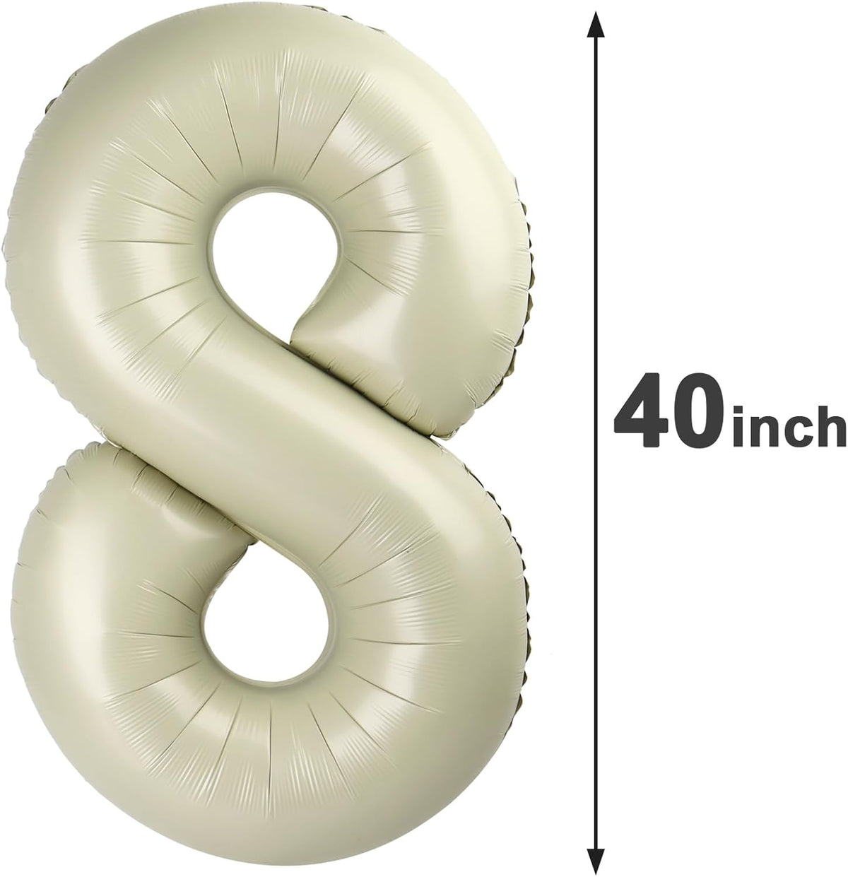 Cream White Foil Number 8 Number Balloon 40 Inch, Helium Mylar Eight Number 8 18 28 38 48 58 80 88