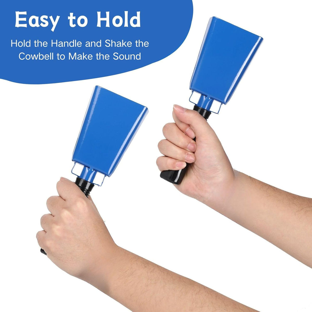 Steel Cow Bell with Handle 8 inch Cowbells Noise Makers, 2Pcs Large Cowbell for Sporting Events