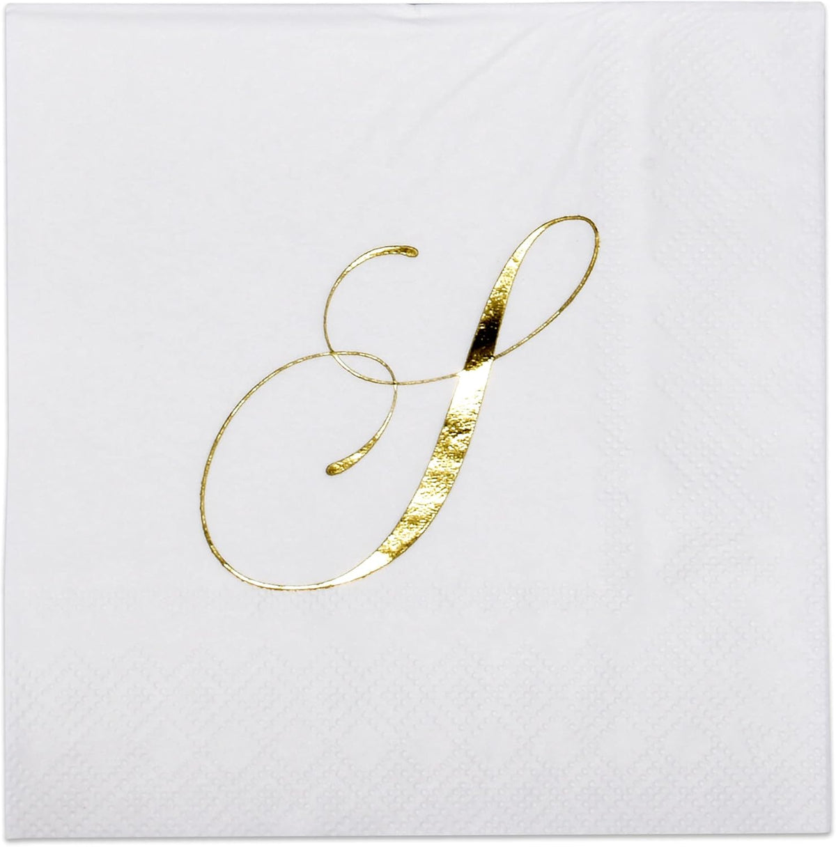 Gift Boutique 100 Gold Monogram Cocktail Napkins Letter S Disposable Paper Pack Elegant Metallic