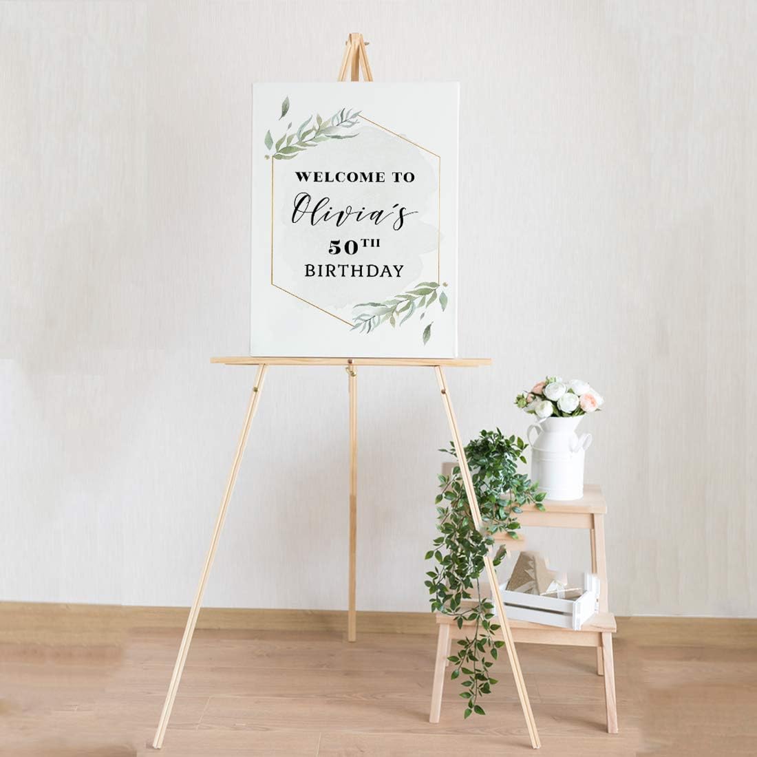 Andaz Press Personalized Extra Large Birthday Easel Board Party Sign, 12x18-inch, Modern Black