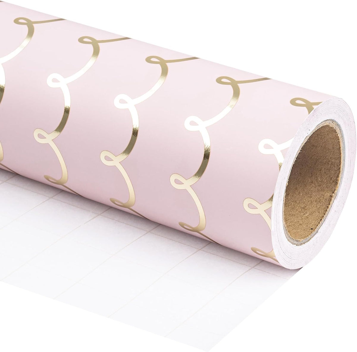 WRAPAHOLIC Pink Wrapping Paper Roll - Mini Roll - 17 Inch x 33 Feet - Metallic Foil Chic Classic