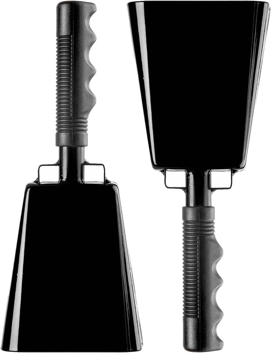 Steel Cowbell with Handle 8 Inch Cow Bells Noise Makers, 2 Pack Large Cowbells for Sporting Events