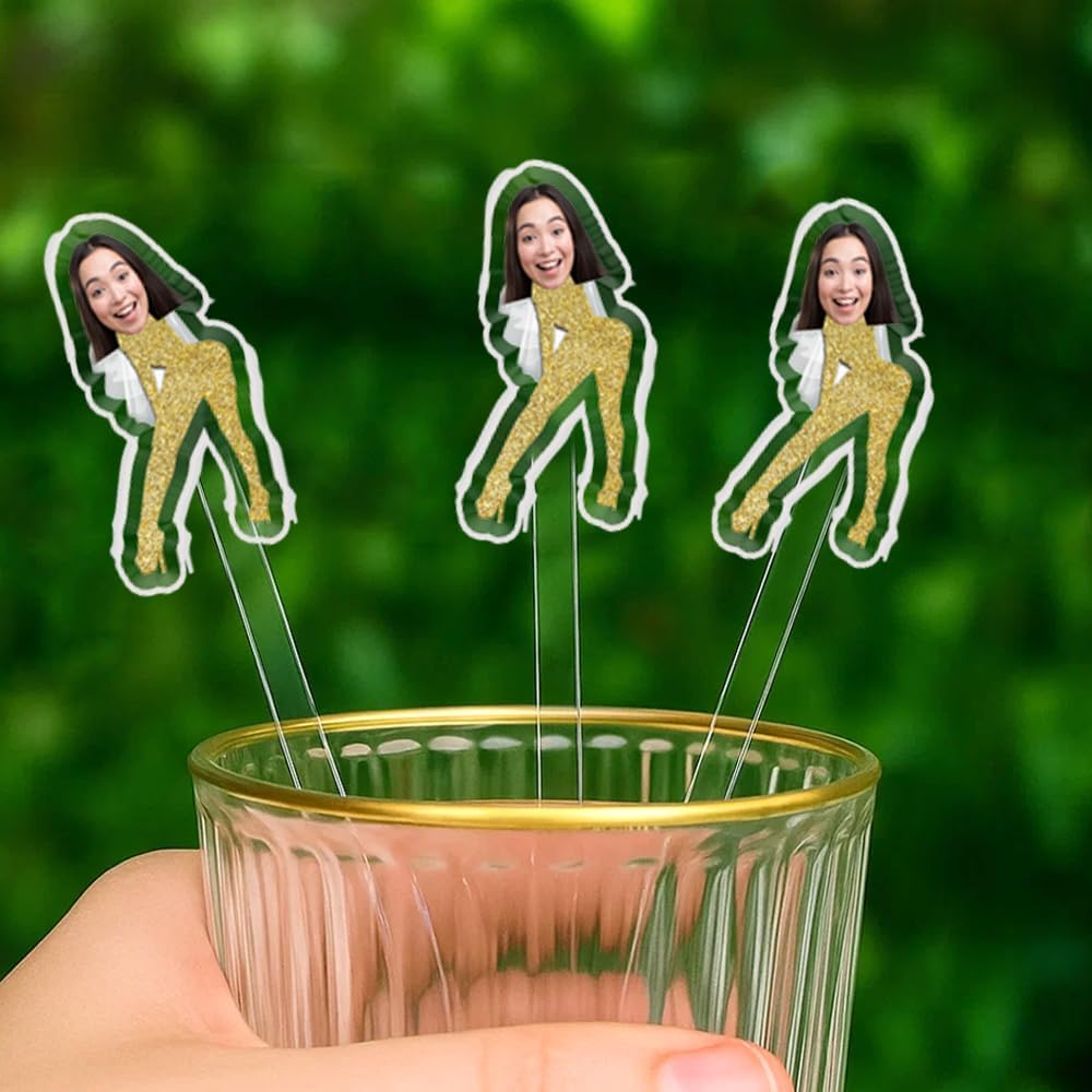 Custom 50 Pcs Double-Sided Wedding Stir Stick, Personalized Bride Face Dancers Stir Stick, Acrylic