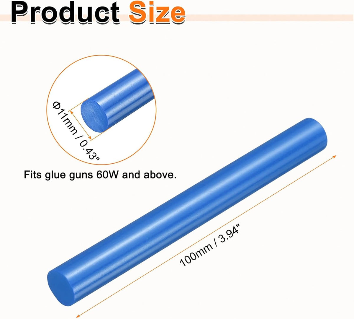 HARFINGTON 10pcs Hot Glue Sticks 0.43" Dia x 3.94" Long EVA Mini Hot Melt Adhesive Glue Stick for