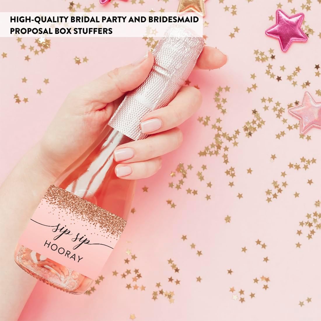 Andaz Press Mini Champagne Wine Bottle Proposal Labels - Will You Be My Bridesmaid? Matron Maid of