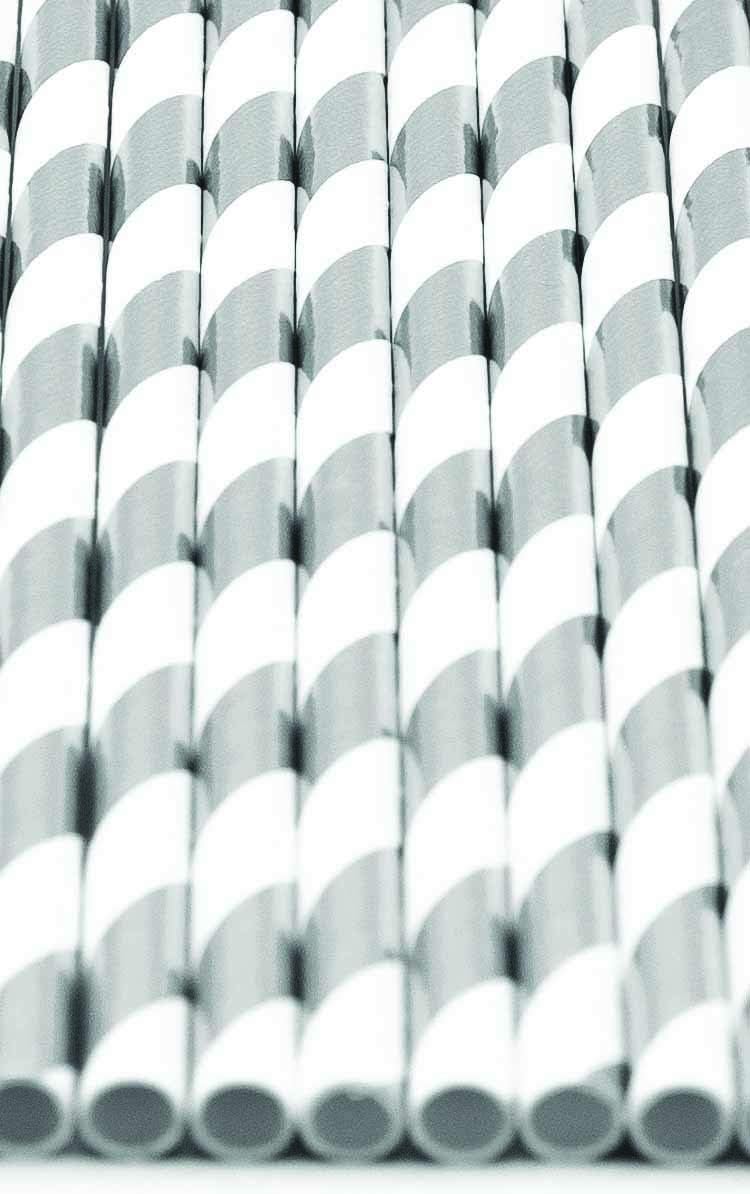 Pack of 300 Silver Foil Swirls Biodegradable 4-Ply Paper Drinking Straws (Compostable, Non-toxic