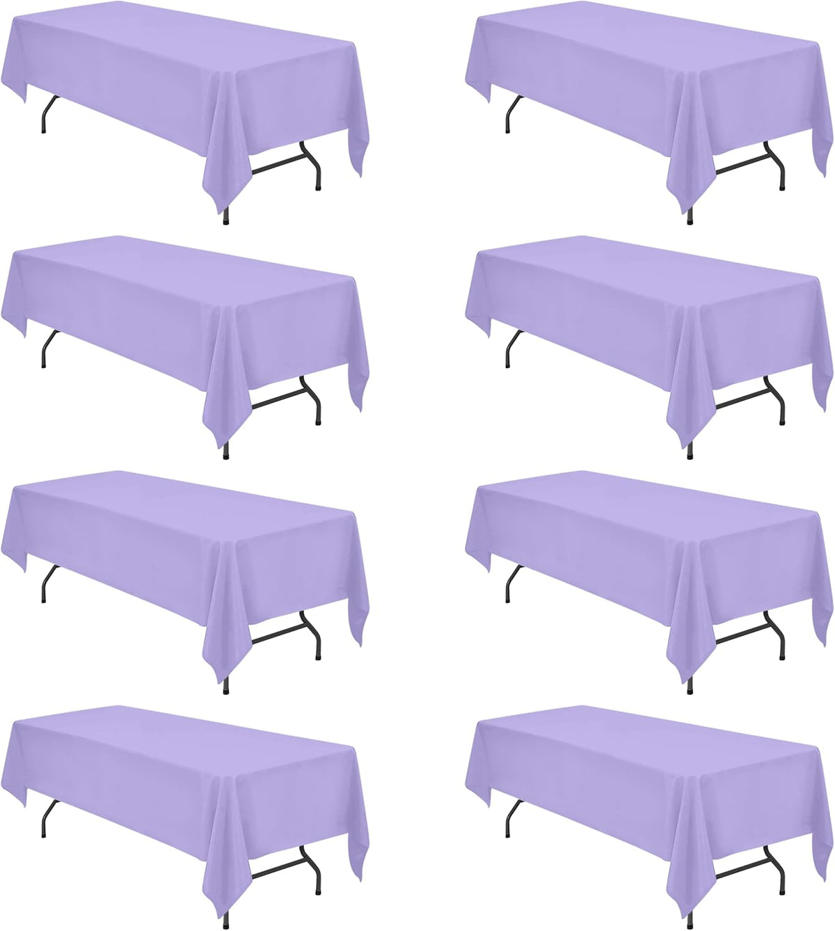 BRILLMAX 8 Pack Lavender Tablecloths for 8 Foot Rectangle Tables 60 x 126 Inch - 8ft Rectangular