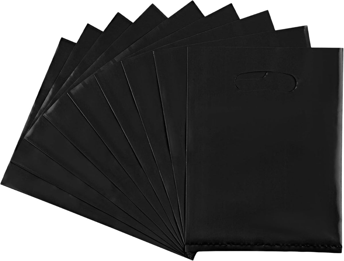 100 PCS Black Small Gift Bags, 6"x8" Merchandise Bags for Small Businesses, Goodie Bags Party Favor