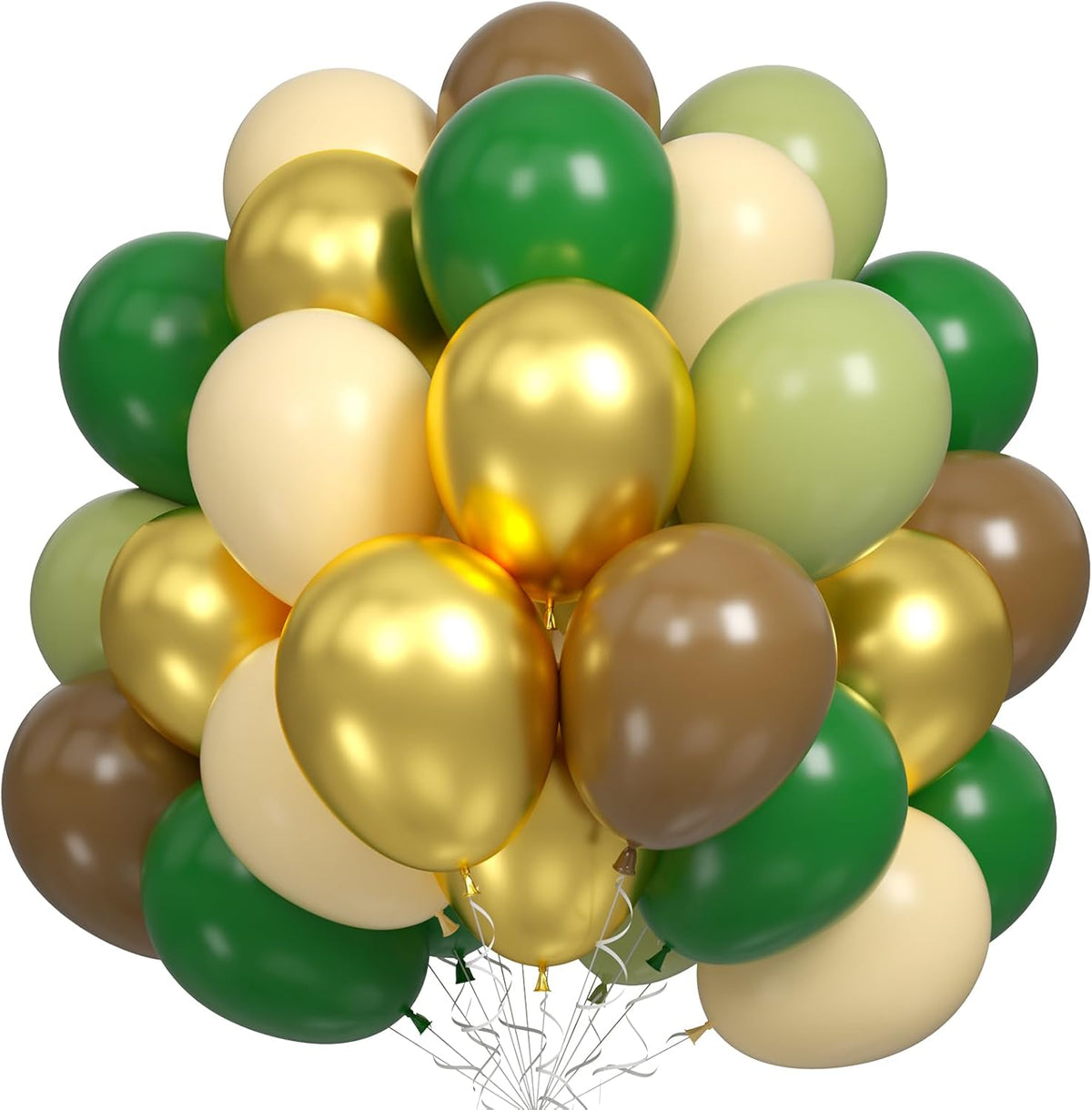 Sage Green Brown Balloons, 60PCS Green Brown Beige Jungle Safari Wild Woodland Balloon, Retro Green