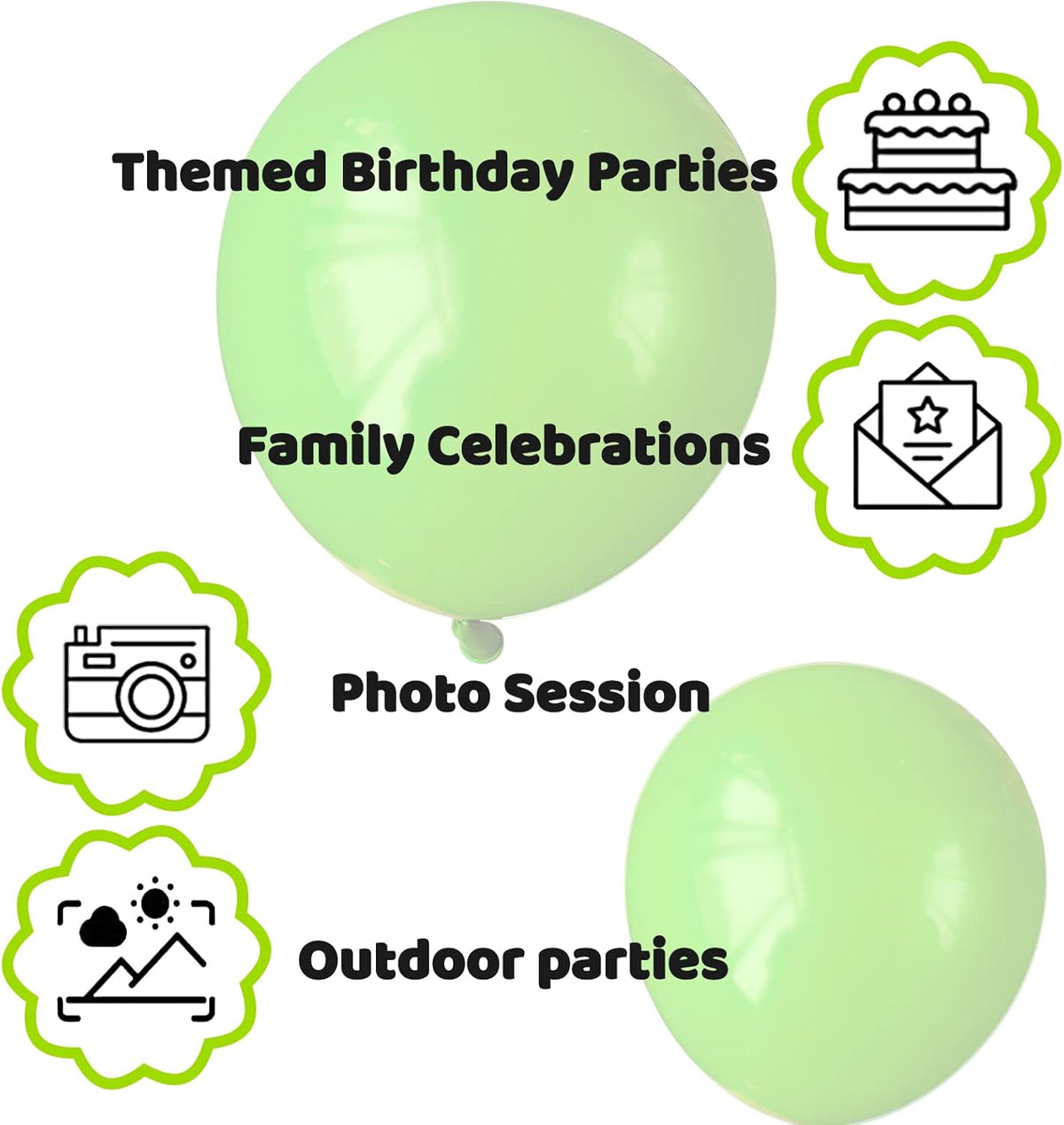 110pcs Green Balloon 12 inch, Green Latex Balloons for Birthday Party Baby Shower Wedding(with 2