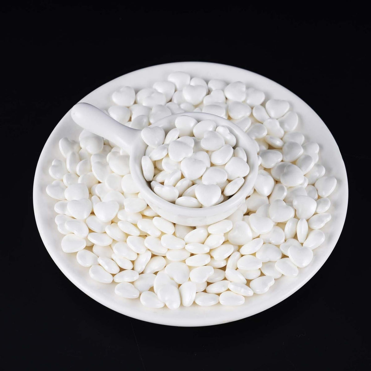 Kasvan White Heart Shapes Sprinkles - Edible Candy Pearls 130g/4.58 Oz, Mix Size, Baking Cake