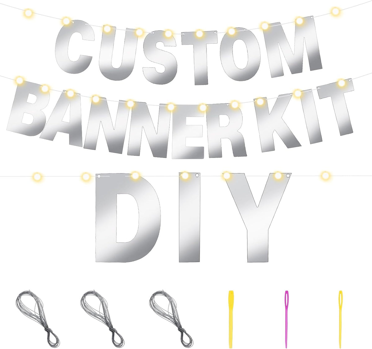 TaoBary 112 Pcs DIY Letter Custom Banner Glitter Customizable Banner Kit Including 107 Letters and