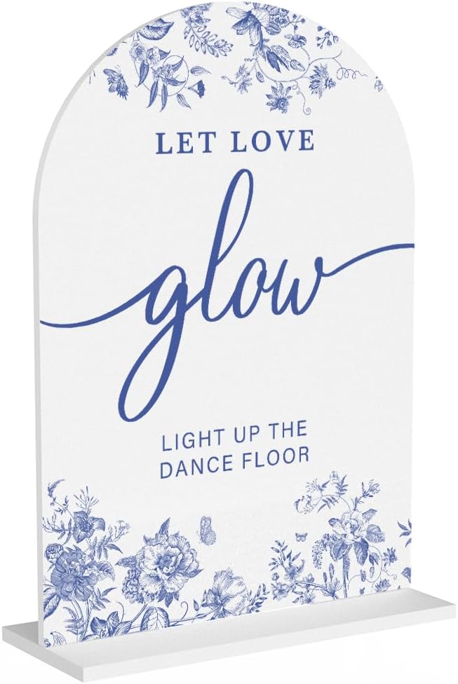 Acrylic Wedding Signs, Dusty Blue Wedding Decor, Blue Weddings Decor, Let Love Glow Signs for
