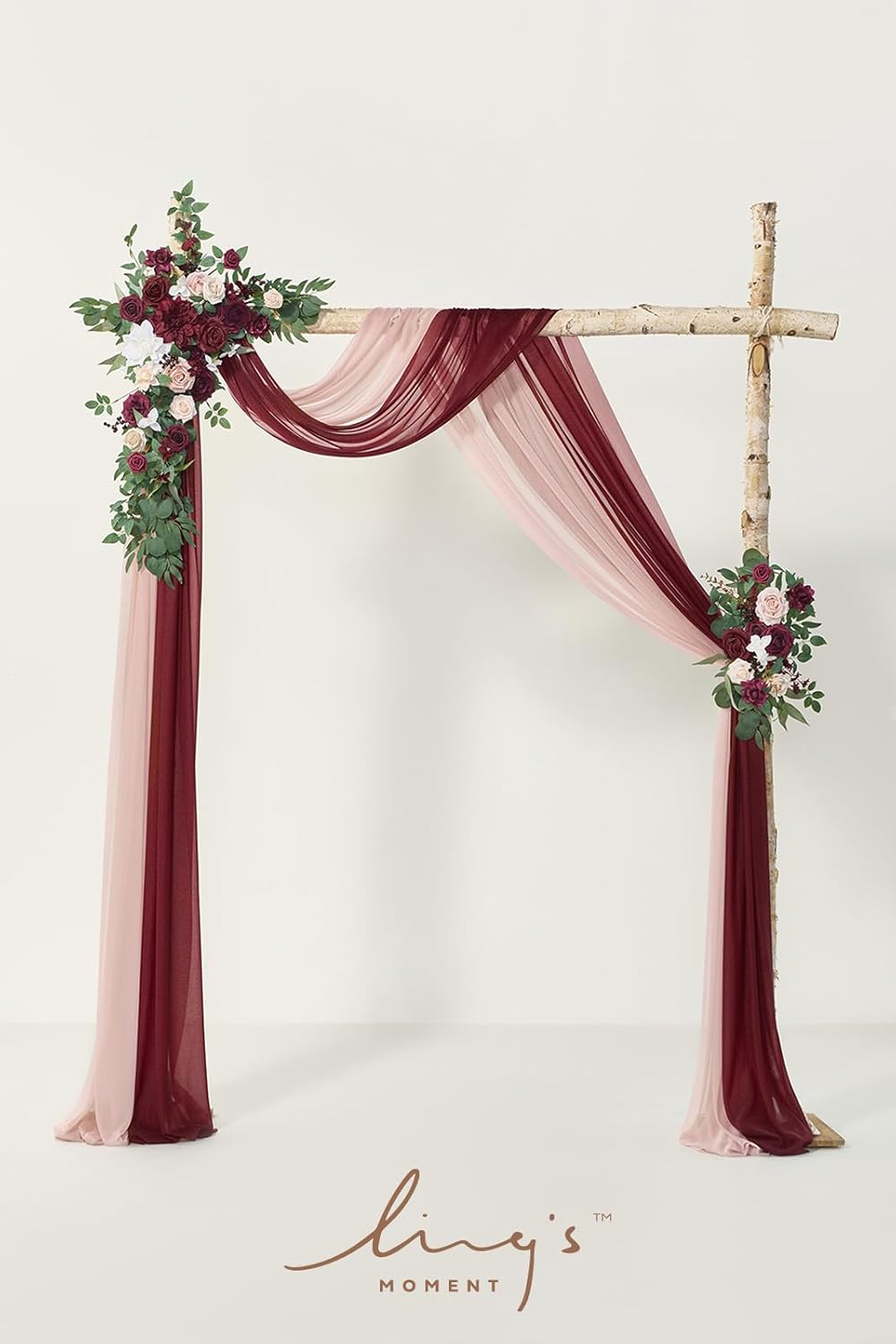 Ling's moment Red Pink Blush Artificial Wedding Arch Flowers Kit Pack of 4, 2pcs Hanging Flower