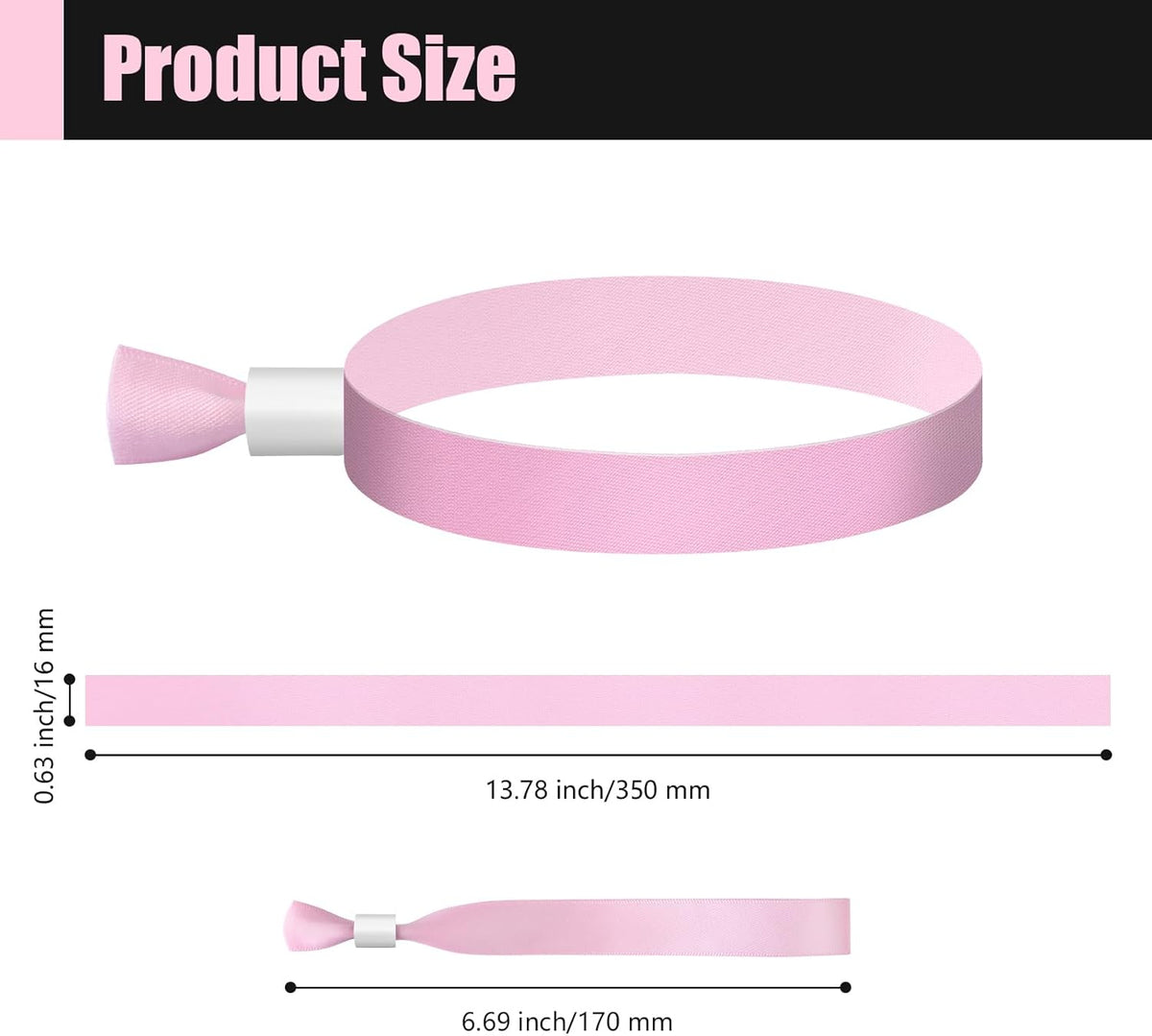 Green-Power America 100 Pcs Cloth Event Wristbands, Event Wristbands, Colored Wrist Bands for