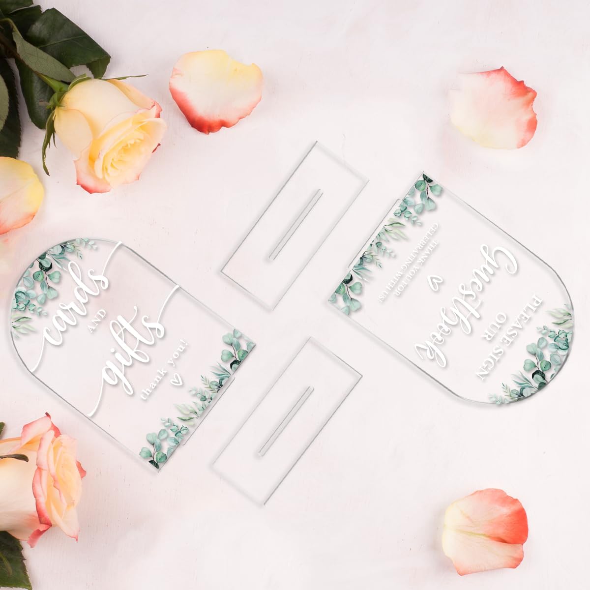 2 Pcs Acrylic Wedding Signs for Reception, Bridal Shower Decorations, Cards and Gifts Signs, Guest