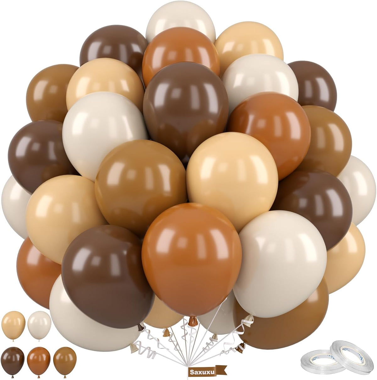 Brown Balloons, 12 Inch Neutral Balloons, Retro Coffee Brown Apricot Sand White Balloon Nude Latex