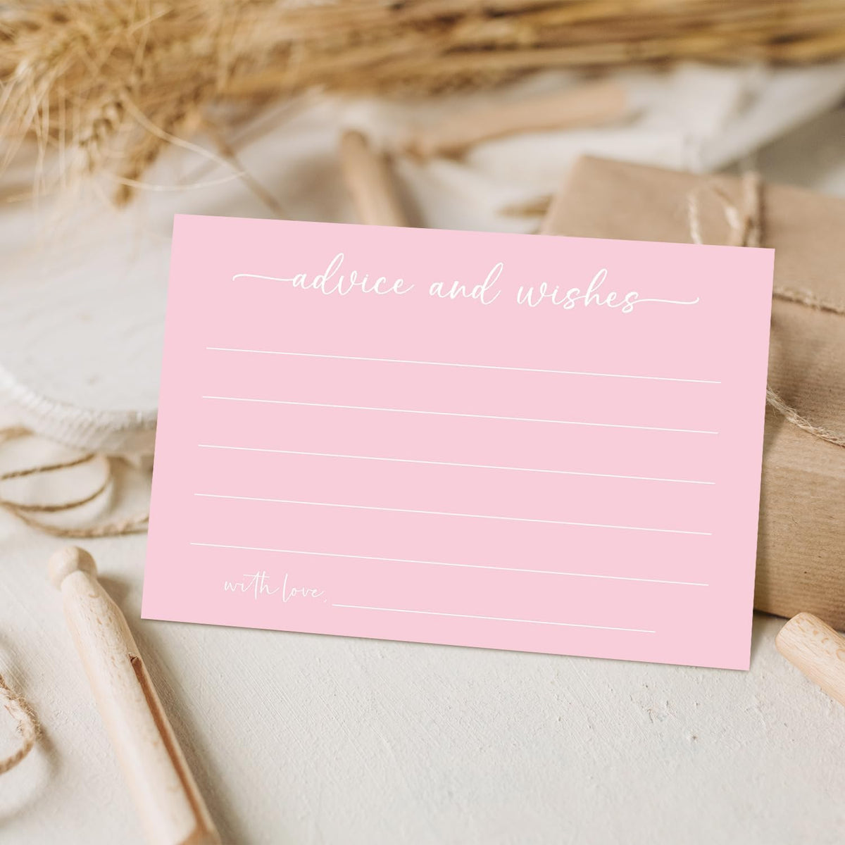 Pink Advice and Wishes Card, Advice Cards for The Bride and Groom, Bridal Shower,Wedding or Baby