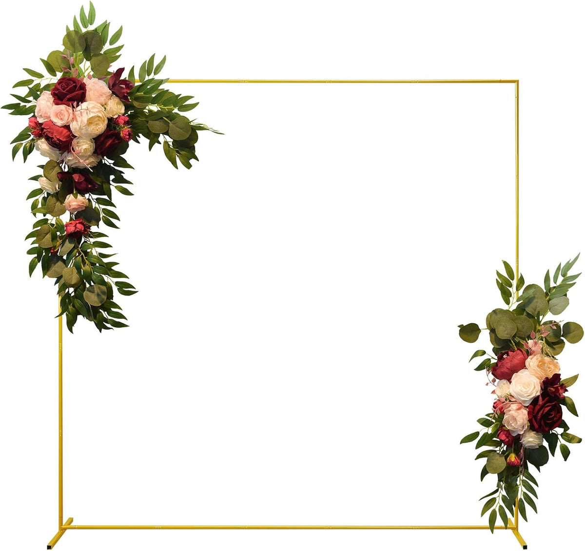 Wedding Arch Backdrop Stand 6.6x6.6 FT Gold Square Balloon Arch Frame for Wedding, Birthday Party
